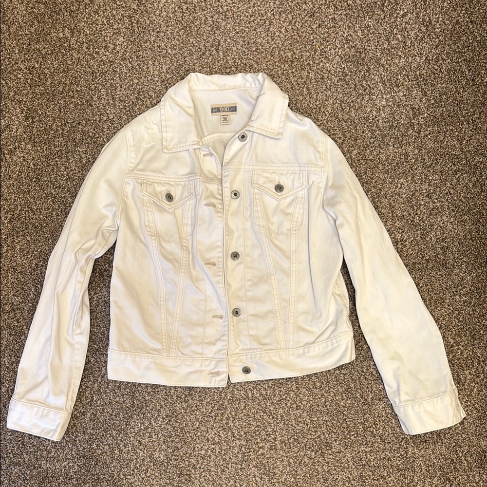 Gap white denim jacket star patch small